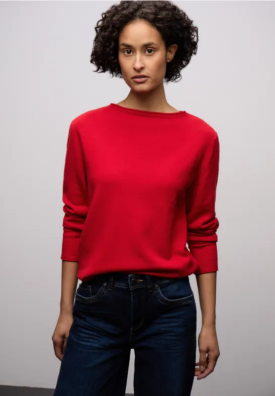 Pullover mit gerolltem Saum racing red