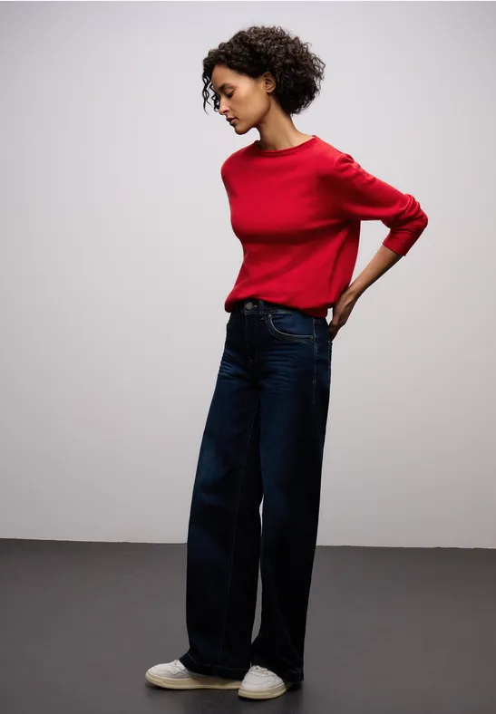 Pullover mit gerolltem Saum racing red