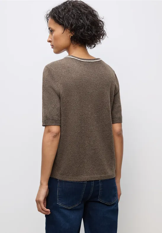 Trui met korte mouwen dark nomad brown mel.