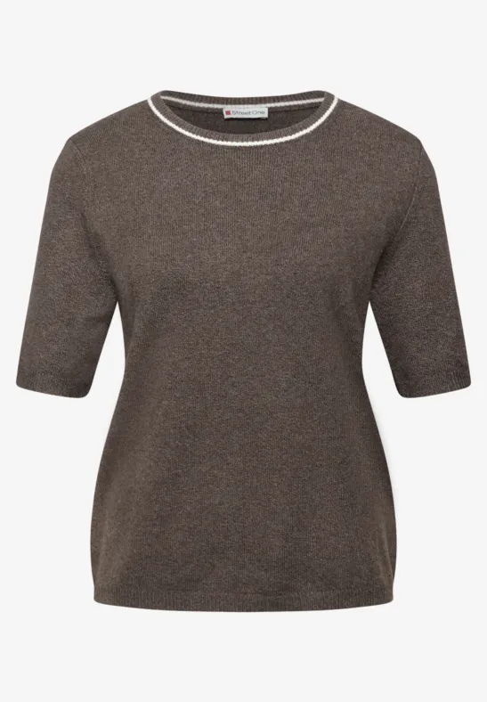 Trui met korte mouwen dark nomad brown mel.