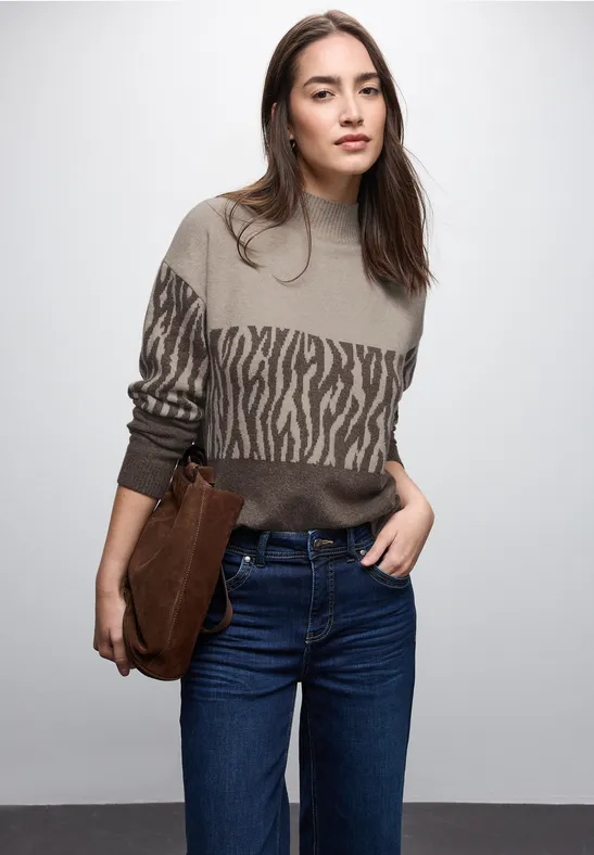 Sweat met jacquard in kleurblok null