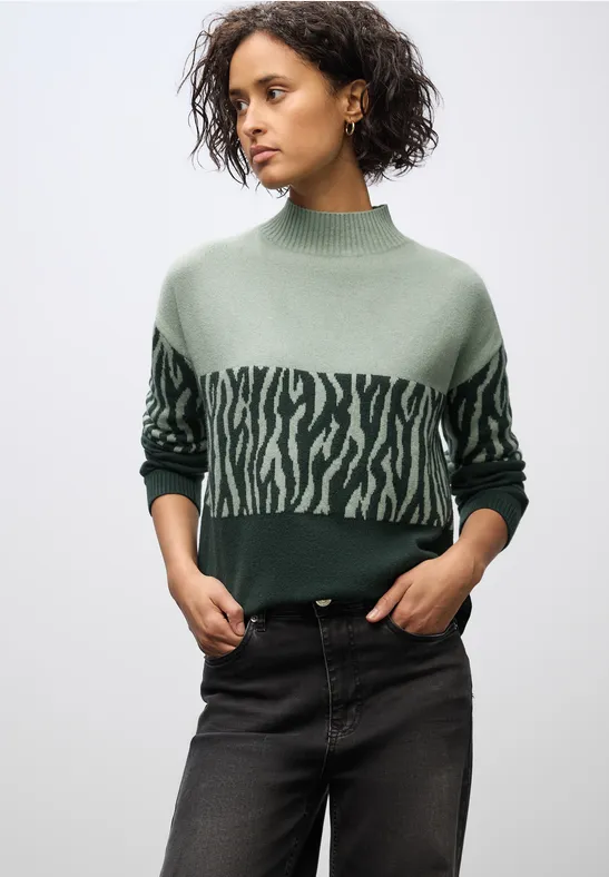 Sweat met jacquard in kleurblok null