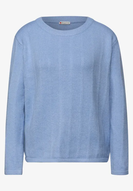 Hellblauer Pullover mit Rundhalsausschnitt und langen Ärmeln