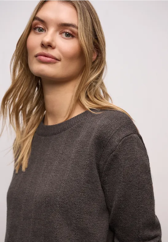 Strukturpullover rustic brown mel.