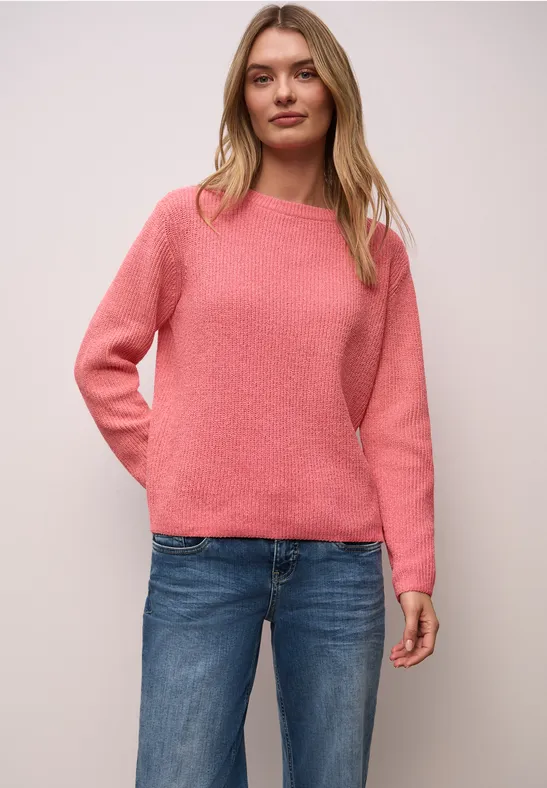 Chenille Pullover striking coral