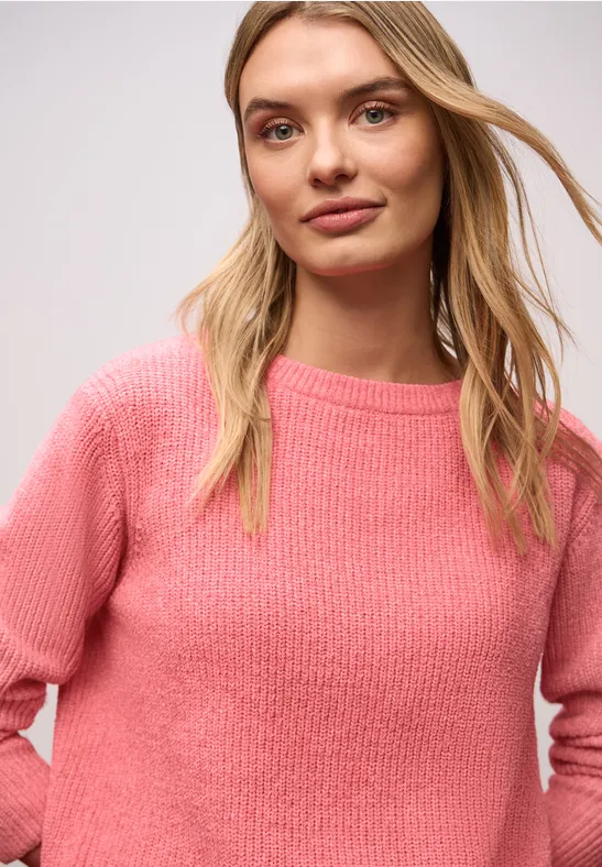 Chenille Pullover striking coral
