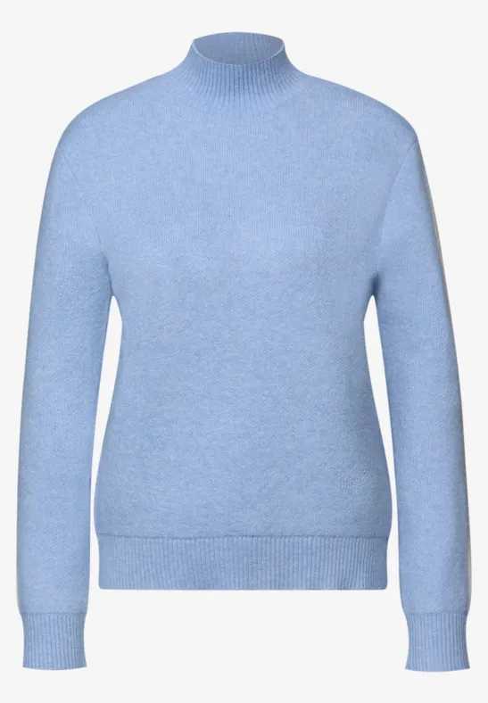 Pull avec détails de bande frosted blue mel.