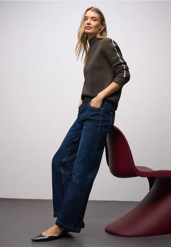 Pull avec détails de bande rustic brown mel.