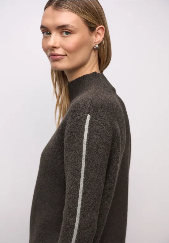 Pull avec détails de bande rustic brown mel.