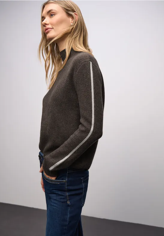 Pull avec détails de bande rustic brown mel.
