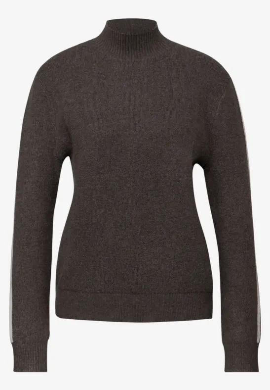 Pull avec détails de bande rustic brown mel.