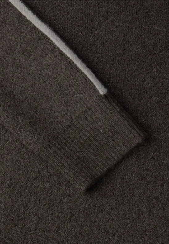 Pull avec détails de bande rustic brown mel.
