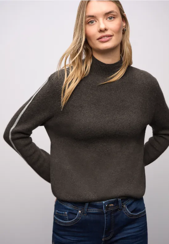 Pull avec détails de bande rustic brown mel.