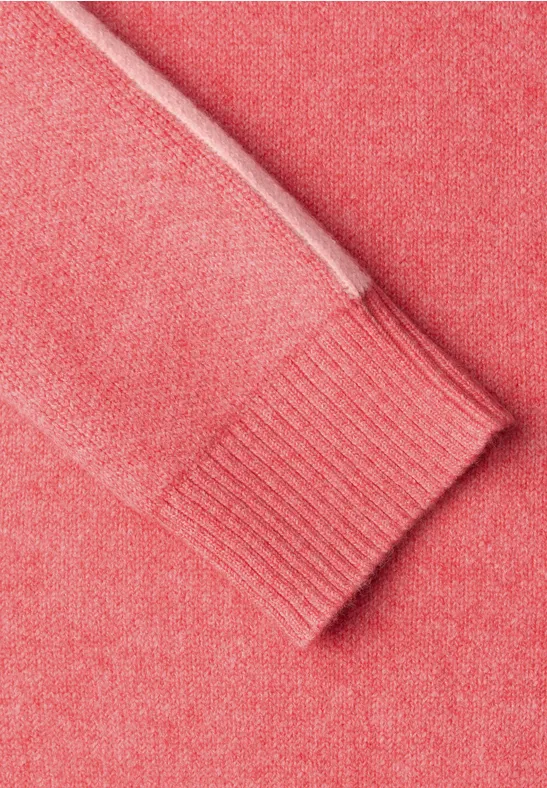 Pull avec détails de bande striking coral mel.