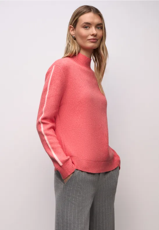 Pull avec détails de bande striking coral mel.