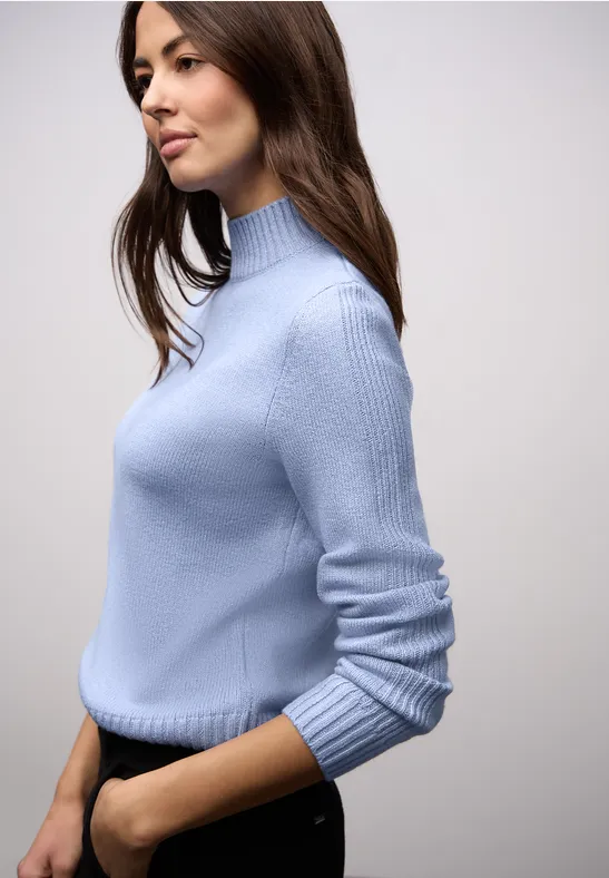 Pullover mit Tape-Details frosted blue mel.