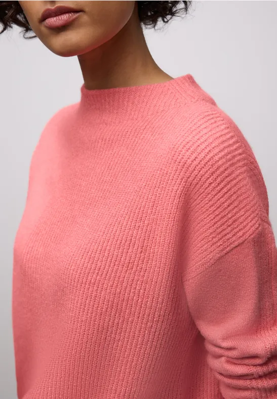 Strukturmix Pullover striking coral mel.
