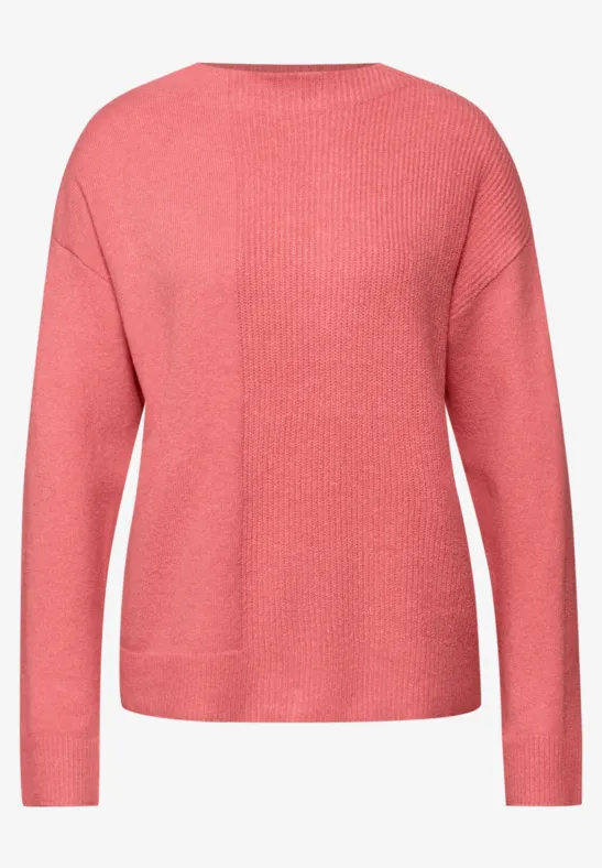 Strukturmix Pullover striking coral mel.