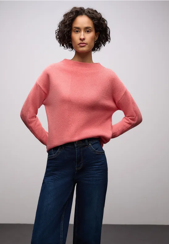 Strukturmix Pullover striking coral mel.