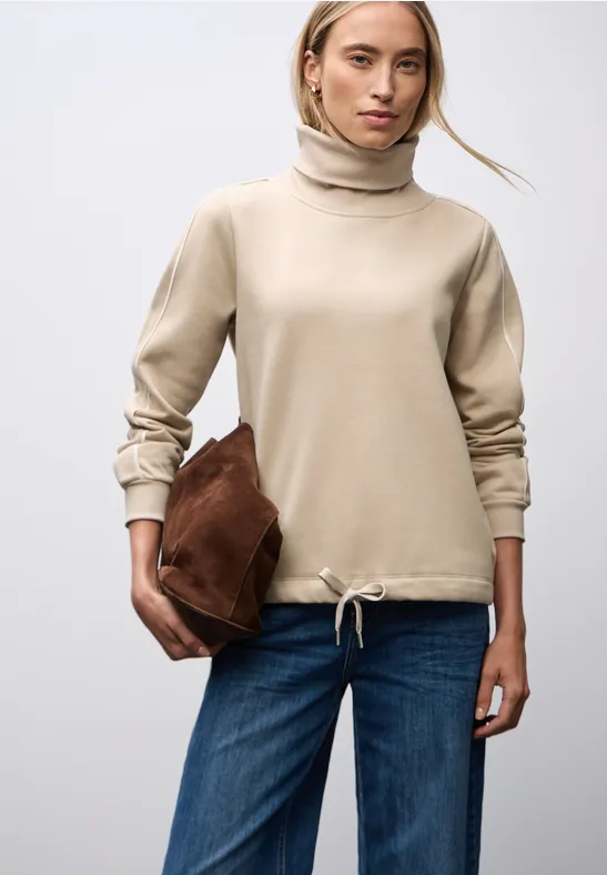 Sweater met opstaande kraag sanded beige