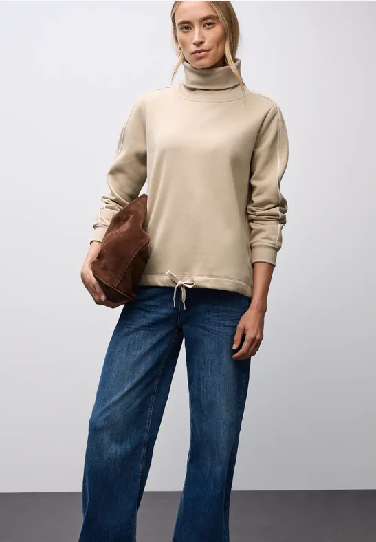 Sweater met opstaande kraag sanded beige