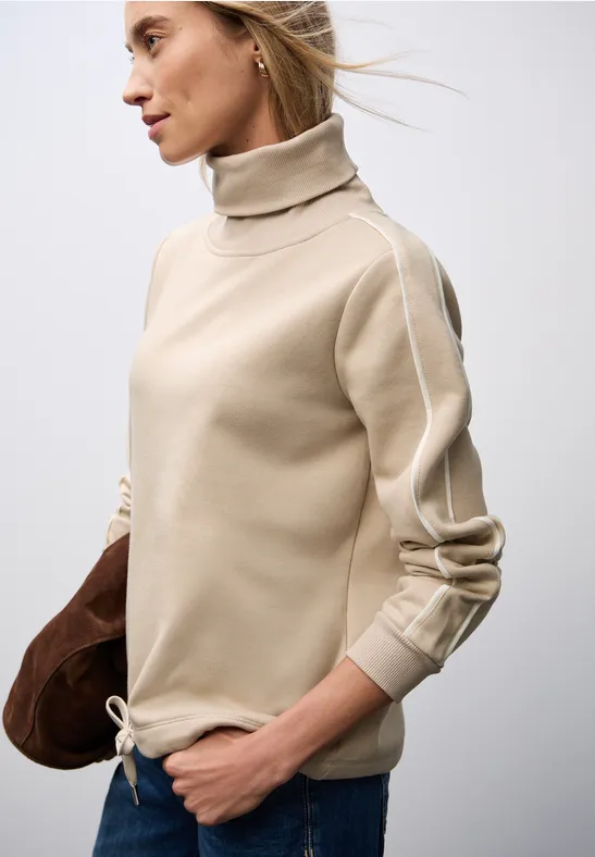 Sweater met opstaande kraag sanded beige