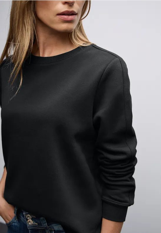 Sweat-shirt avec détail côtelé Black