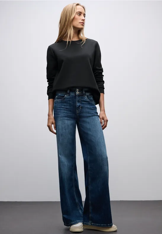 Sweat-shirt avec détail côtelé Black