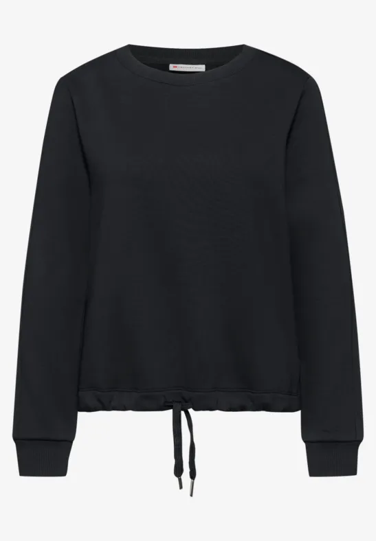 Sweat-shirt avec détail côtelé Black