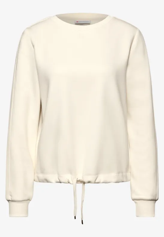 Sweater met geribd detail soft beige