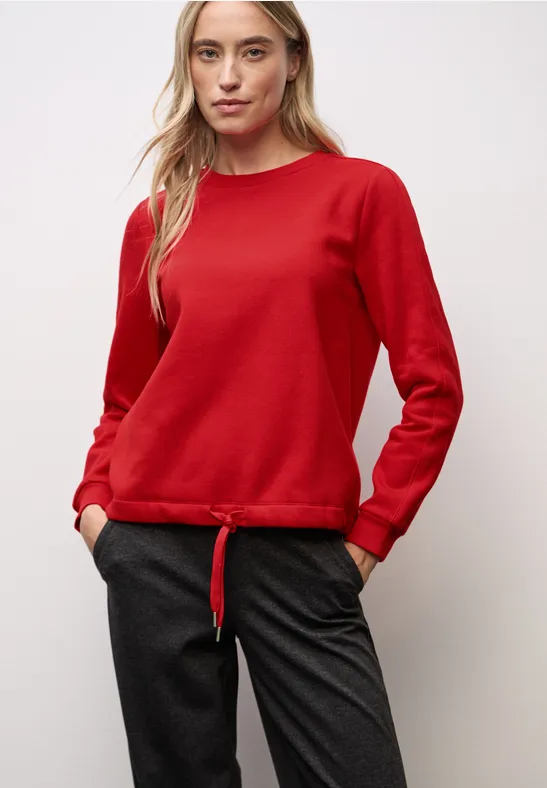 Sweat-shirt avec détail côtelé racing red