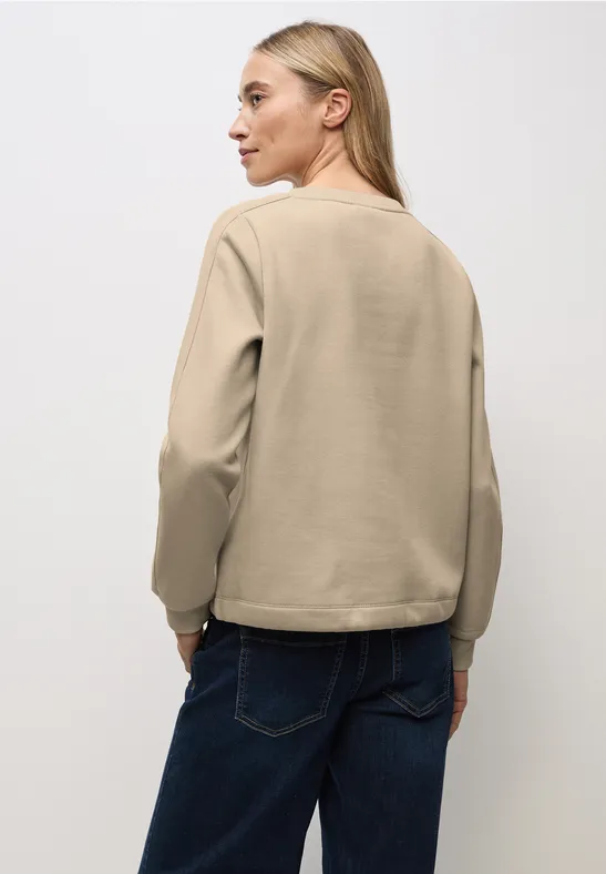 Sweatshirt mit Rippdetail sanded beige