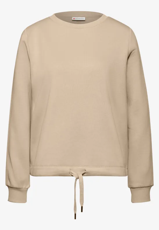 Sweatshirt mit Rippdetail sanded beige