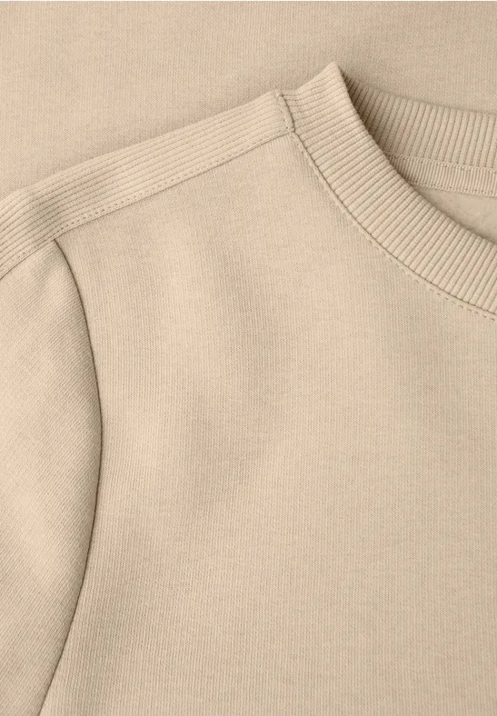 Sweatshirt mit Rippdetail sanded beige