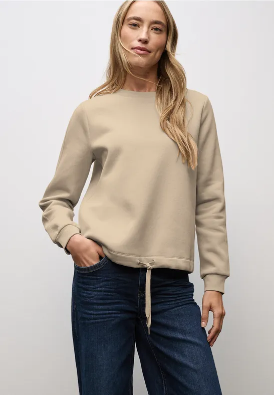 Sweatshirt mit Rippdetail sanded beige