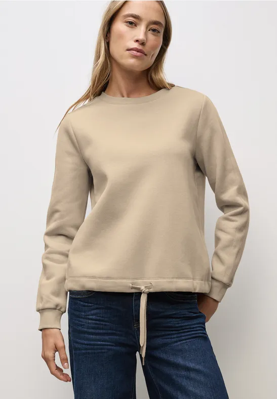 Sweatshirt mit Rippdetail sanded beige