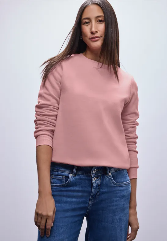 Sweatshirt mit Rippdetail powder pink