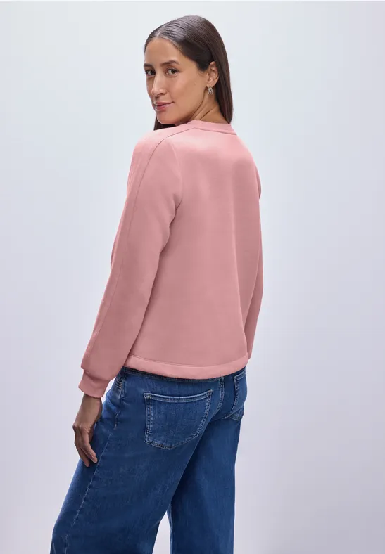Sweatshirt mit Rippdetail powder pink