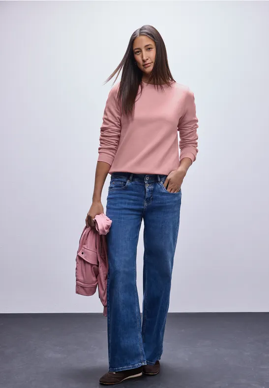 Sweatshirt mit Rippdetail powder pink