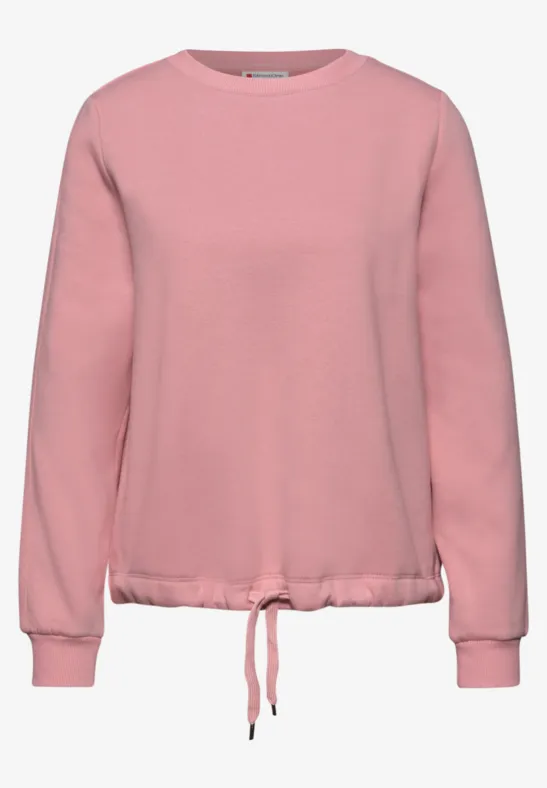 Sweatshirt mit Rippdetail powder pink
