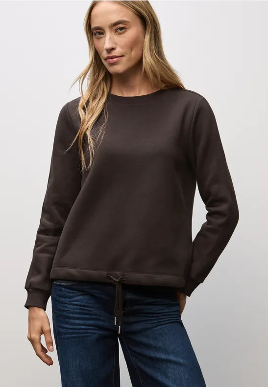 Sweater met geribd detail darkest brown