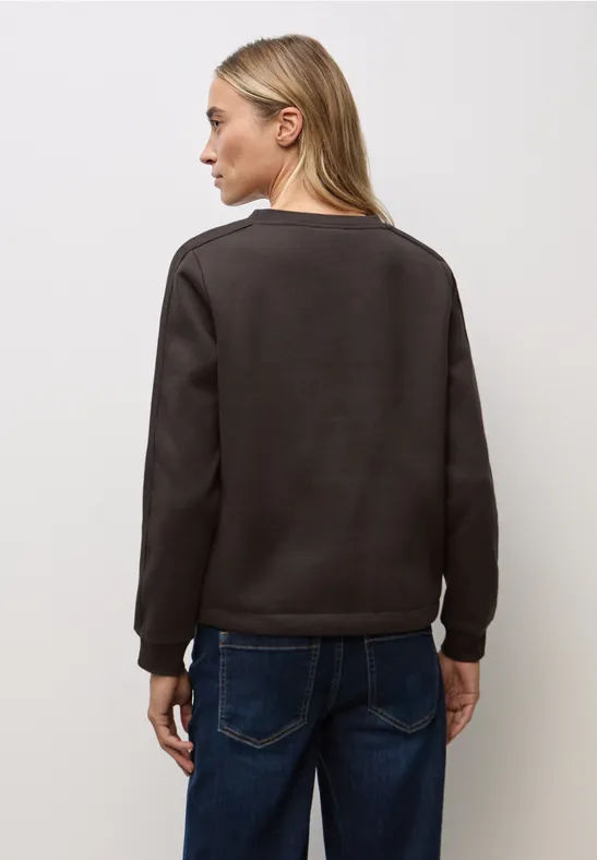 Sweater met geribd detail darkest brown