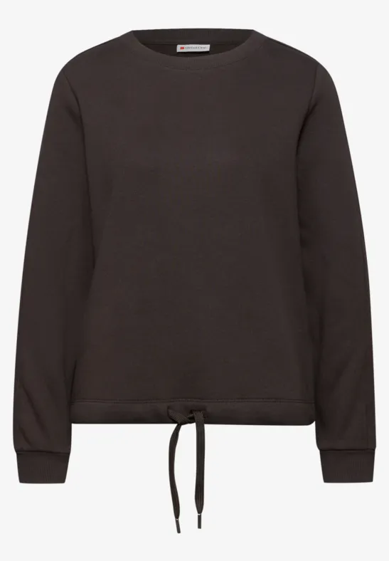 Sweater met geribd detail darkest brown
