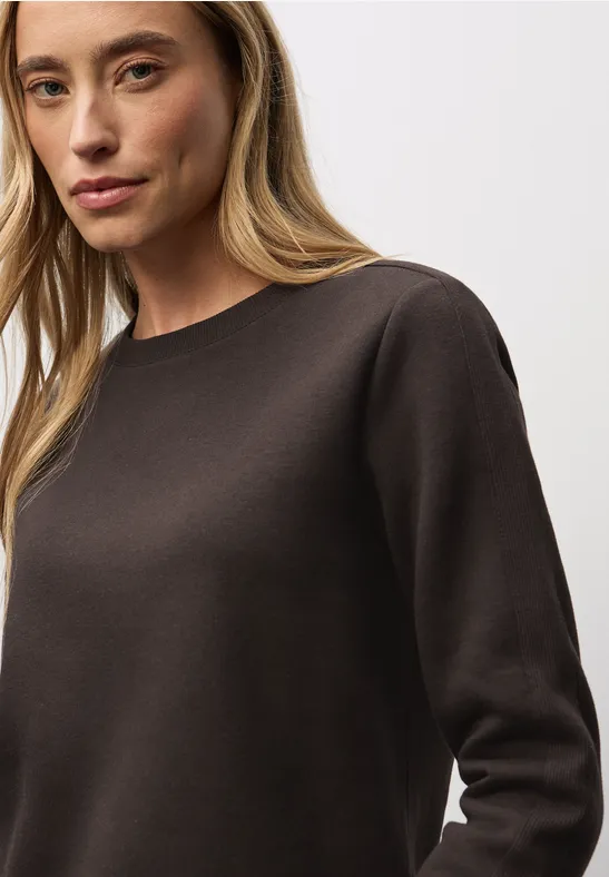 Sweater met geribd detail darkest brown