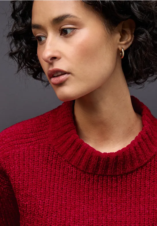 Zachte chenille trui racing red