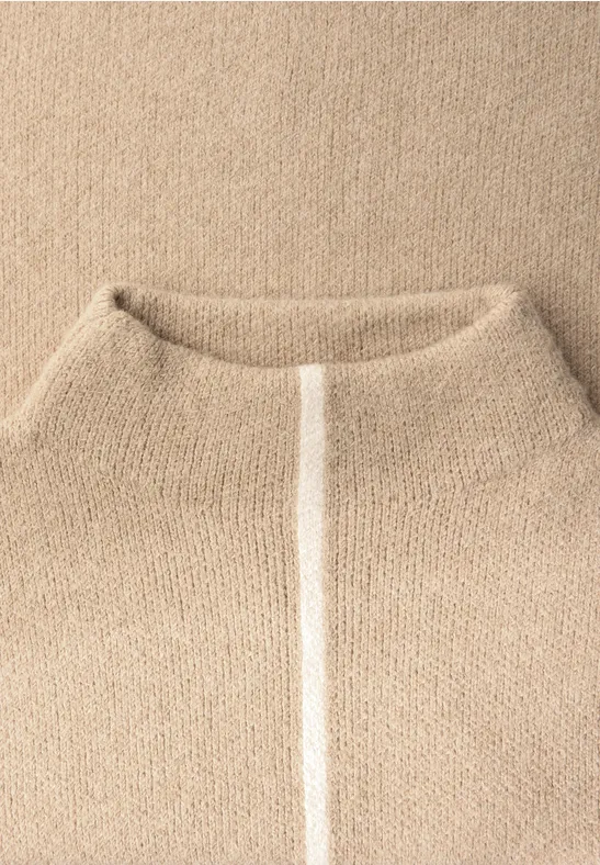 Trui met contrasterende details sanded beige mel.