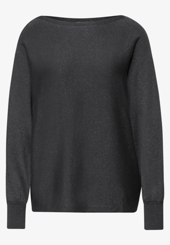 Glinsterende Dolman-trui gravel grey mel.