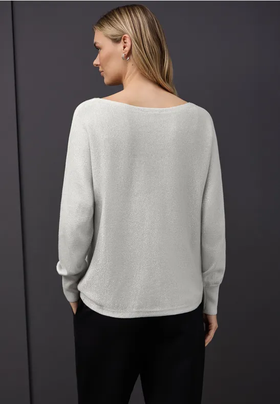 Glinsterende Dolman-trui pelican grey mel.