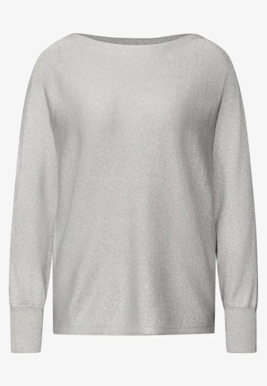 Glinsterende Dolman-trui pelican grey mel.