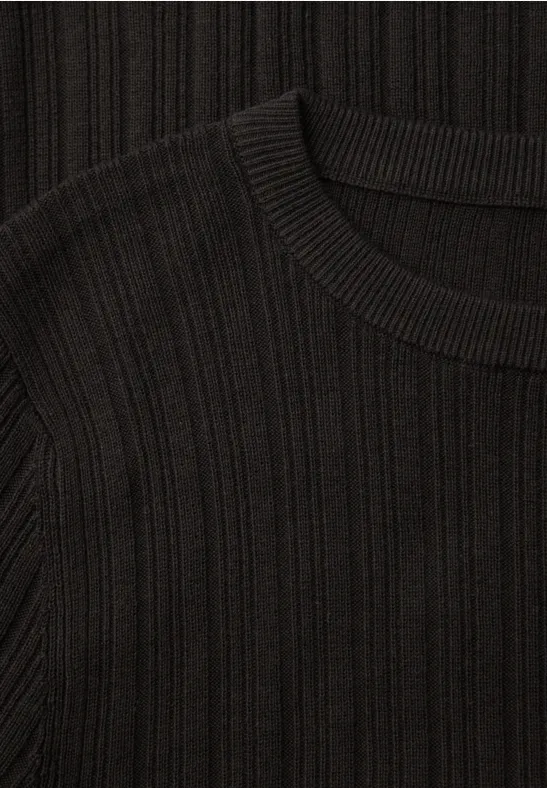 Trui met geribbelde textuur darkest brown